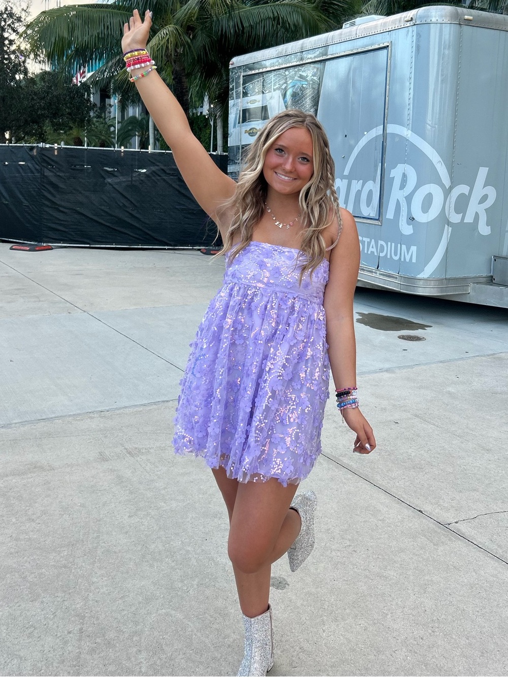 Lilac Sequin Lace Party Dress - Sleeveless